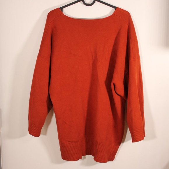 Women's V-Neck Sweater - Rust - Picture 2 of 5